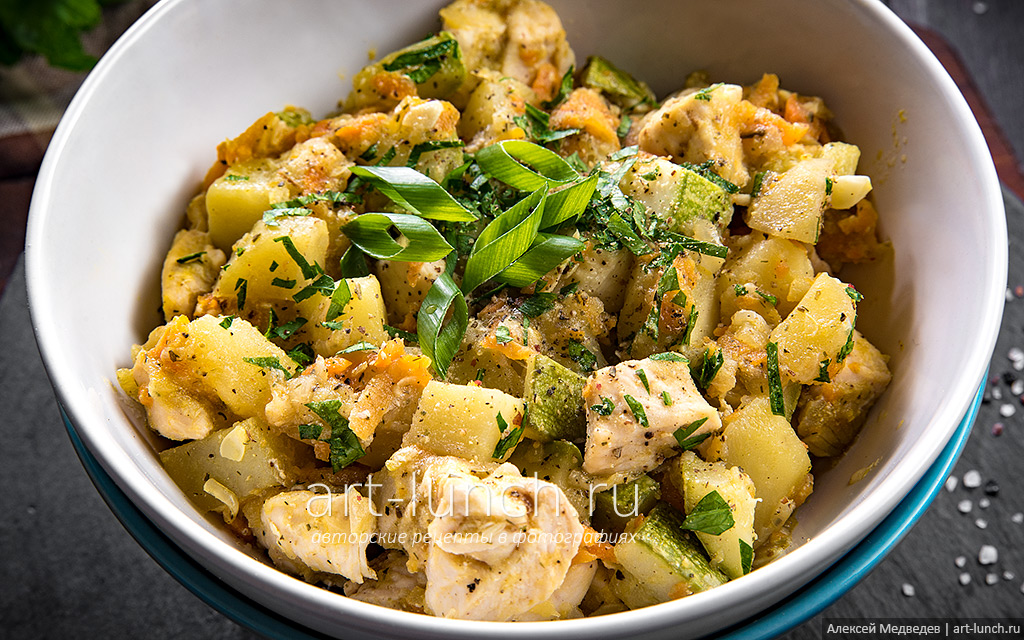 Вариант 1: Курица с картошкой на сковороде - пошаговый рецепт с фото