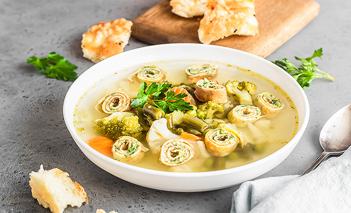 Ингредиенты для «Жареный овощной суп с курицей»: