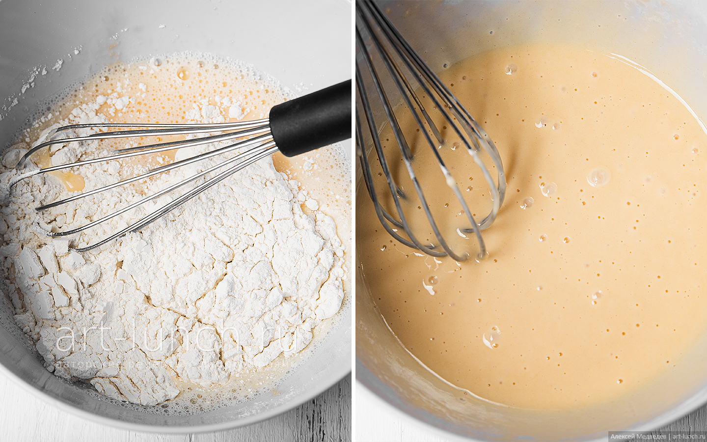 Добавляем в миску муку