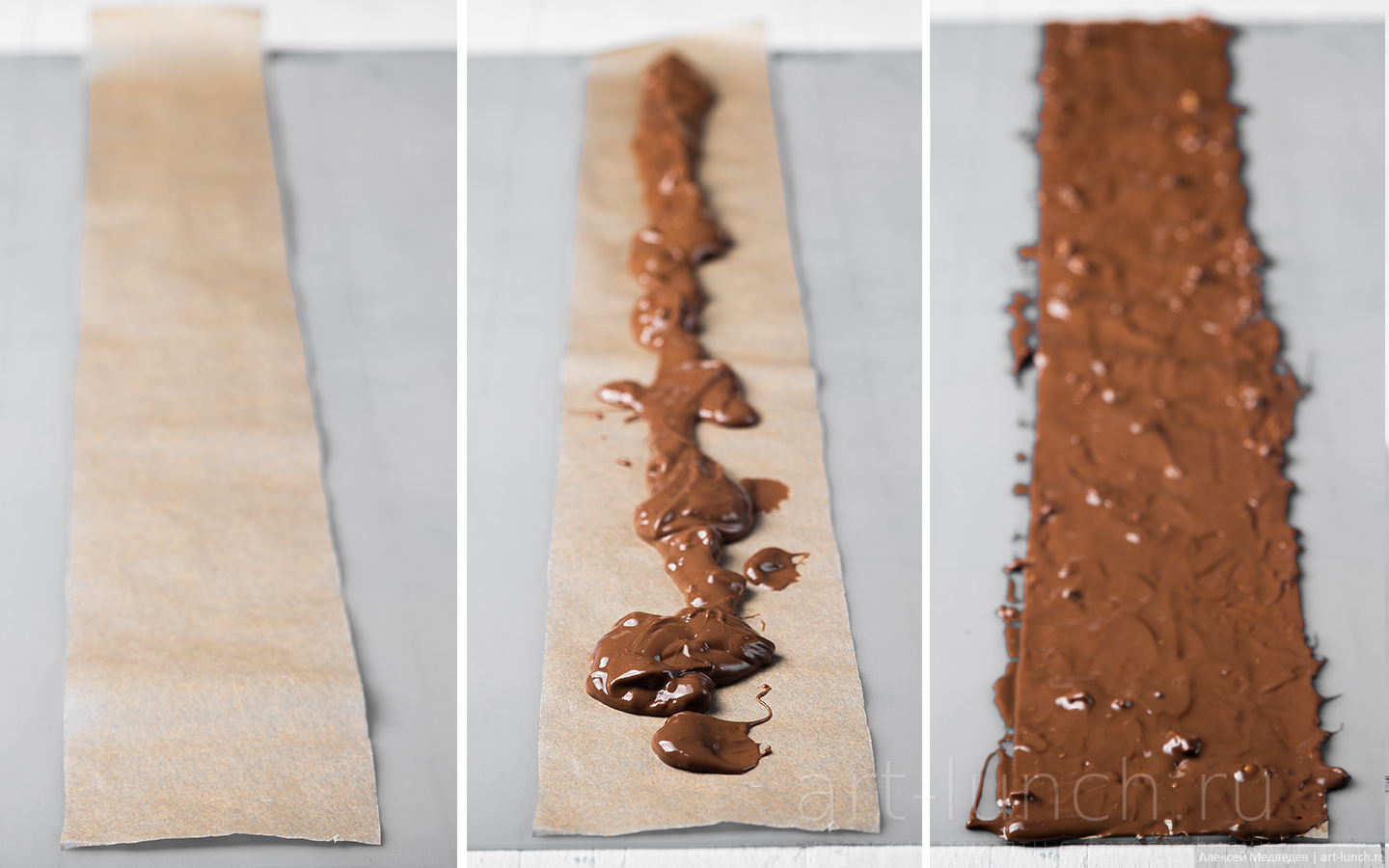 выкладываем шоколад на нашу полосу