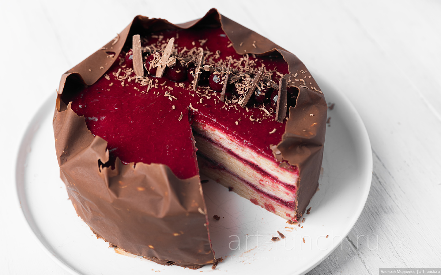 Вишнёвый торт из блинов и заварного крема