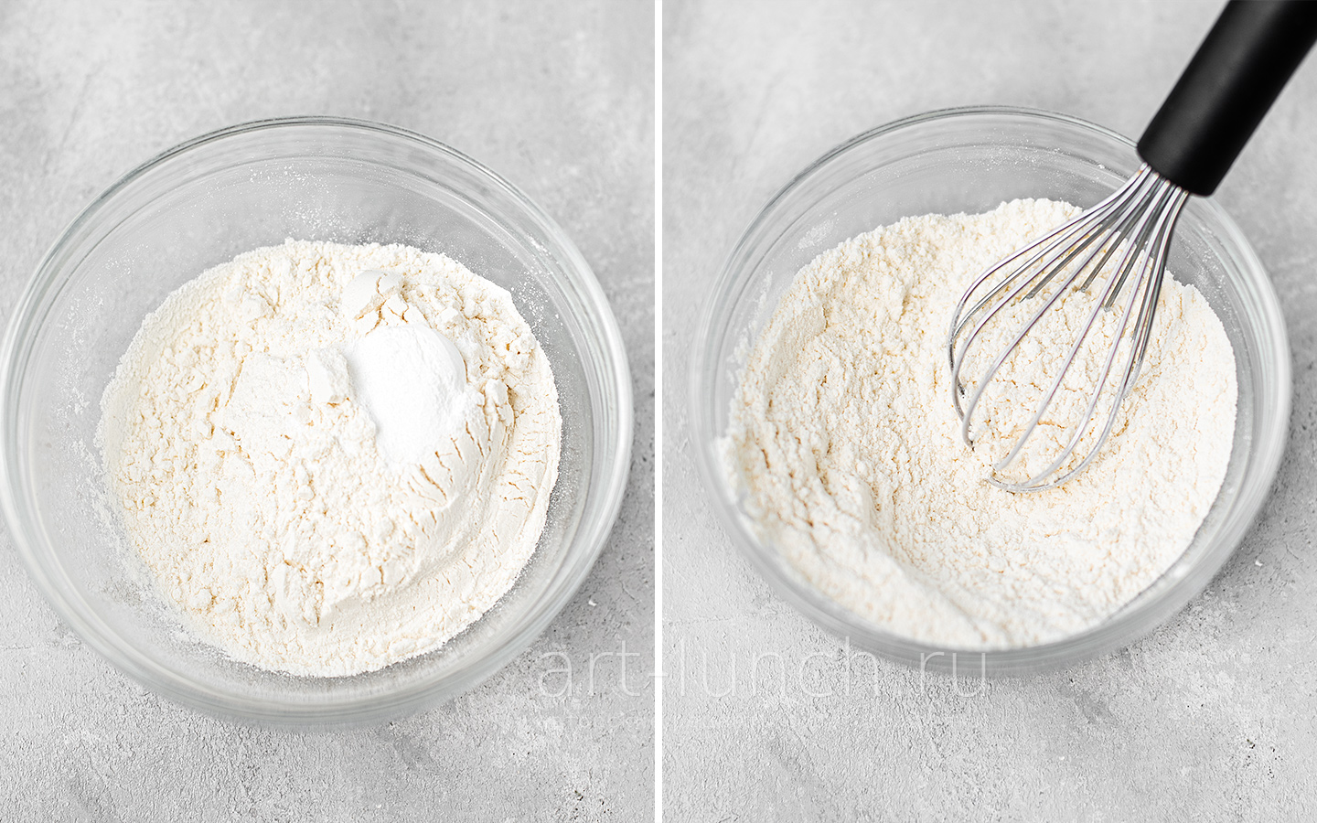 Фото приготовления печенья с гранолой, шаг 4 смешиваем муку и разрыхлитель