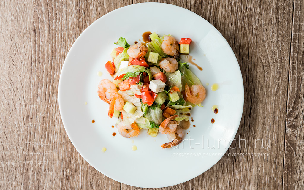 Овощной салат с креветками - пошаговый рецепт с фото